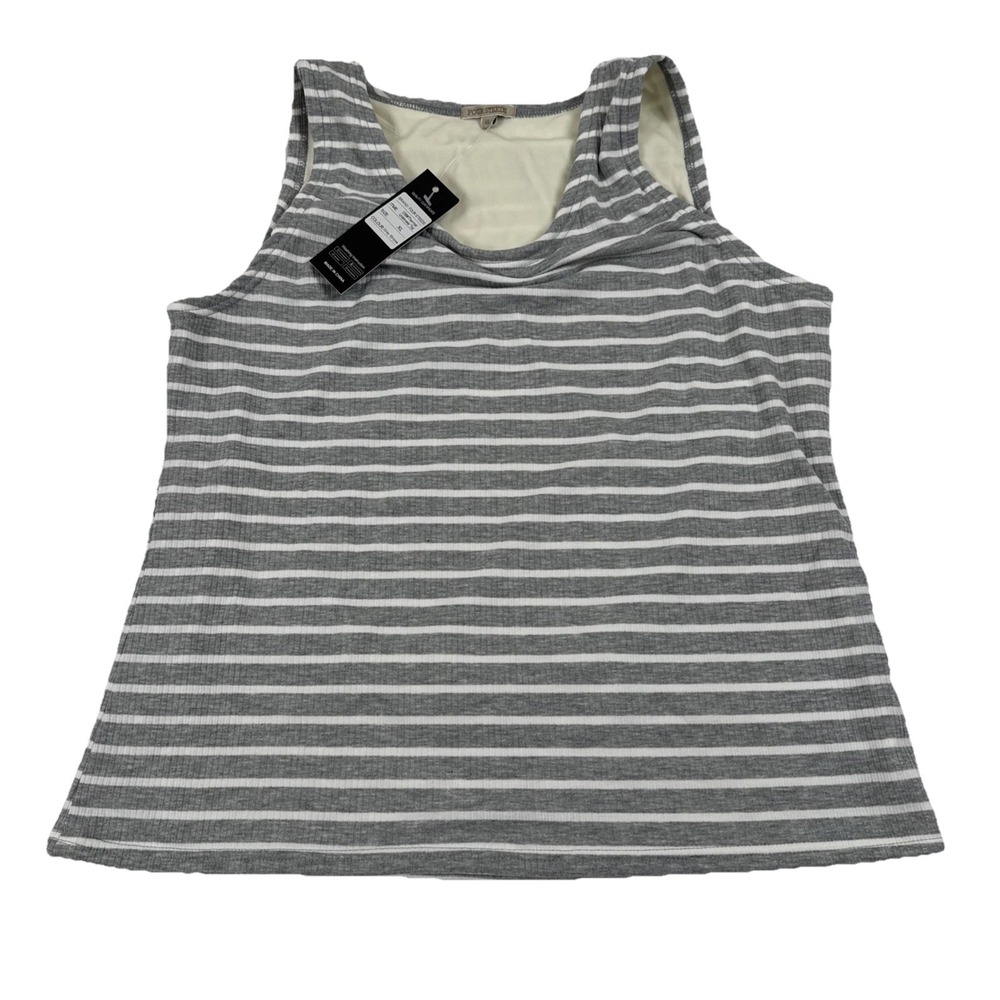 Four Steeds Women's XL Gray Cotton Tank Top White Stripe Outdoor